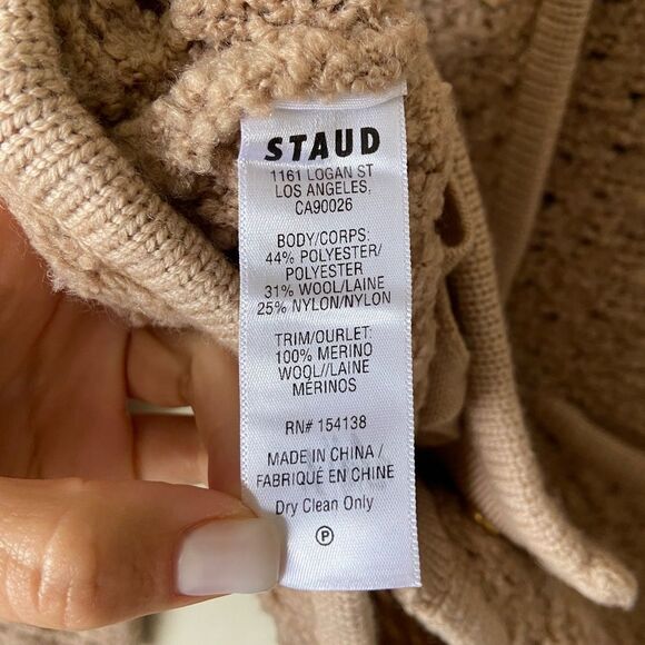 Staud Lisson Cream Jacket Camel Merino Wool Size S - Picture 10 of 12